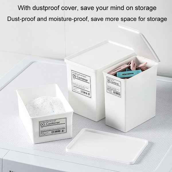 Household Laundry Detergent Storage Box Small Things Storage Organizer With Dust Cover, Specification: Medium