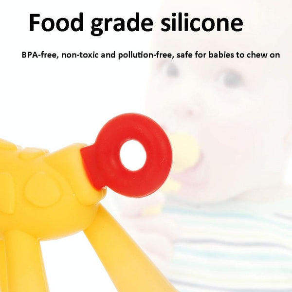 XUNYI Baby Giraffe Rattles Teether Kids Silicone Bite Toy, Spec: Rectangular Box Pink