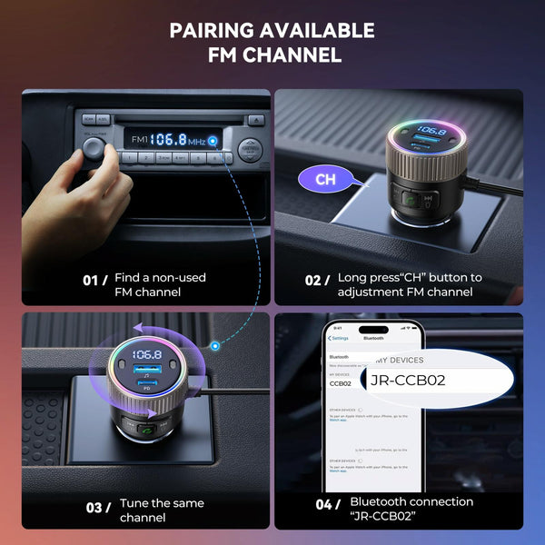 JOYROOM JR-CCB02 Car Bluetooth 5.4 Wireless Transmitter MP3 Player(Black)