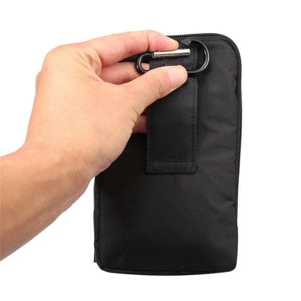 6.4 inch Multifunctional Waterproof Canvas Sports Storage Waist Packs / Phone Cases / Hiking Bag / Camping Bag with Hanging Hook for iPhone 7 Plus / 6S Plus / Galaxy S7 Edge+ / Galaxy Note 8(Black)