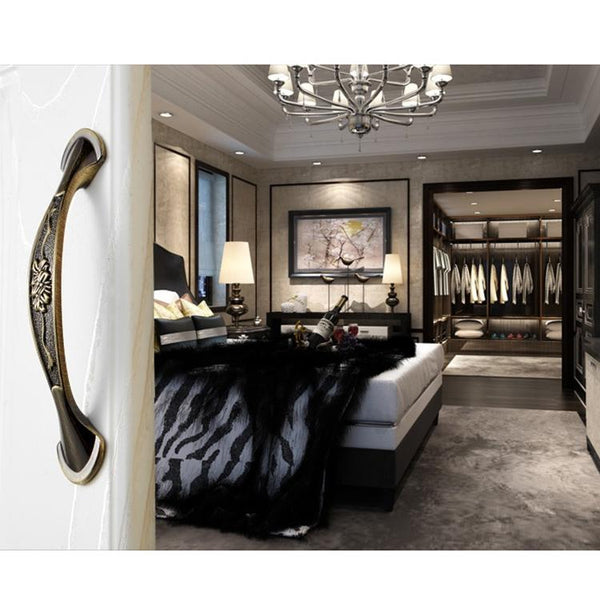 6026-96 European Style Zinc Alloy Cabinet Wardrobe Drawer Door Handle, Hole Spacing: 96mm (Bronze)