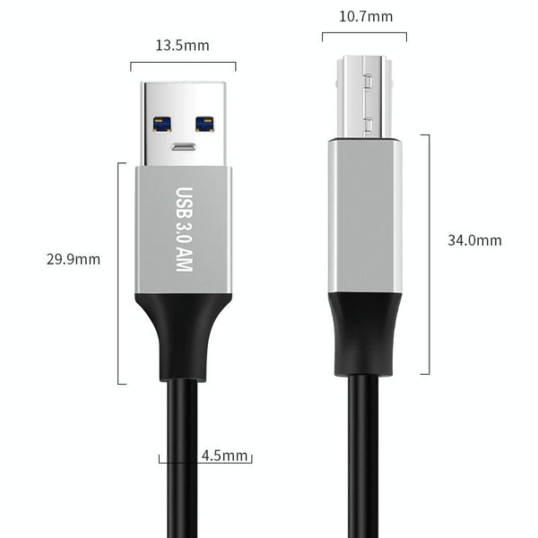 USB 3.0 A Male to USB-B Square Interface Printer Data Transmission Adapter Cable, Length:2m