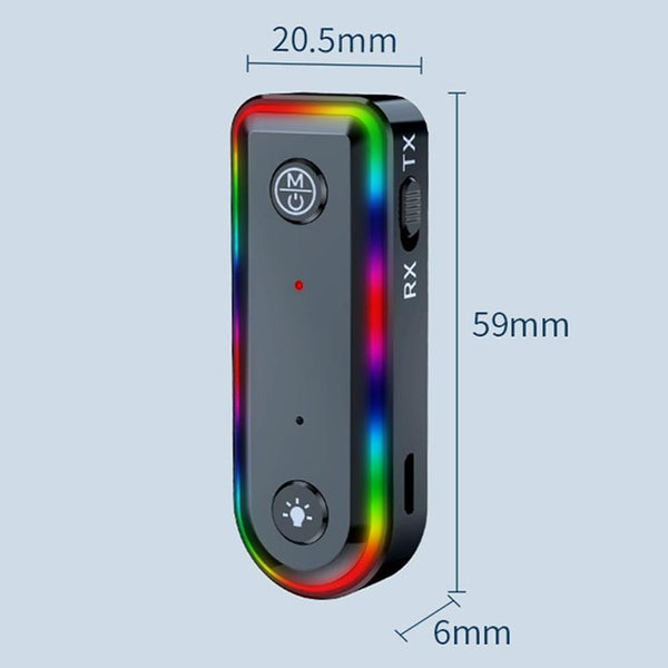 Q3 2-in-1 RGB Light Bluetooth Audio Receiver Launcher Car Audio Adapter