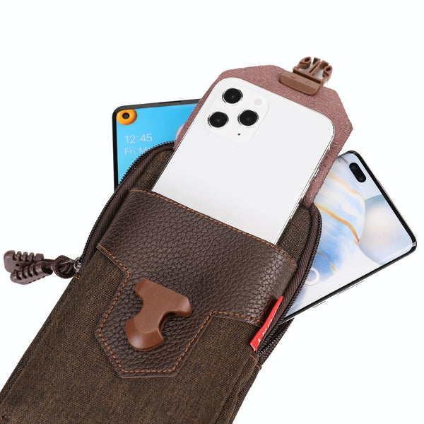 For 6-7 inch Mobile Phones Universal PU Leather + Fabric Stitching Waist Bag(Green)