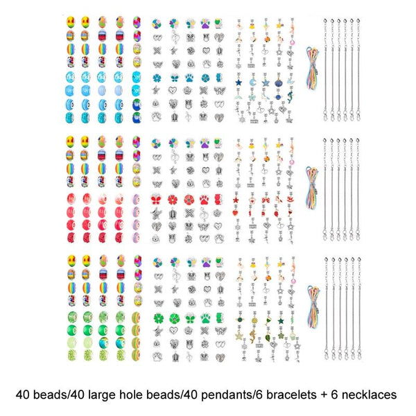 132pcs/sets Color+Blue Children DIY Beaded Bracelet Double Layer Jewelry Box Set