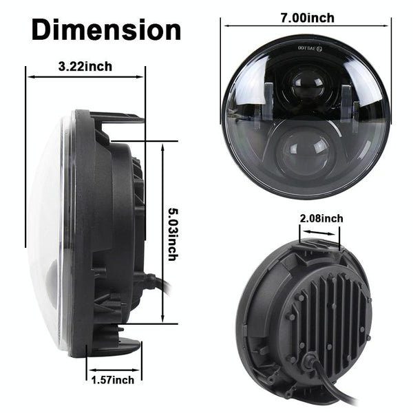 7 inch Round LED Motorcycle Headlight Modified Spotlight for Honda(Black)