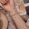 BSB101 Sterling Silver S925 Simple Round Ring White Gold Plated Zircon Bracelet
