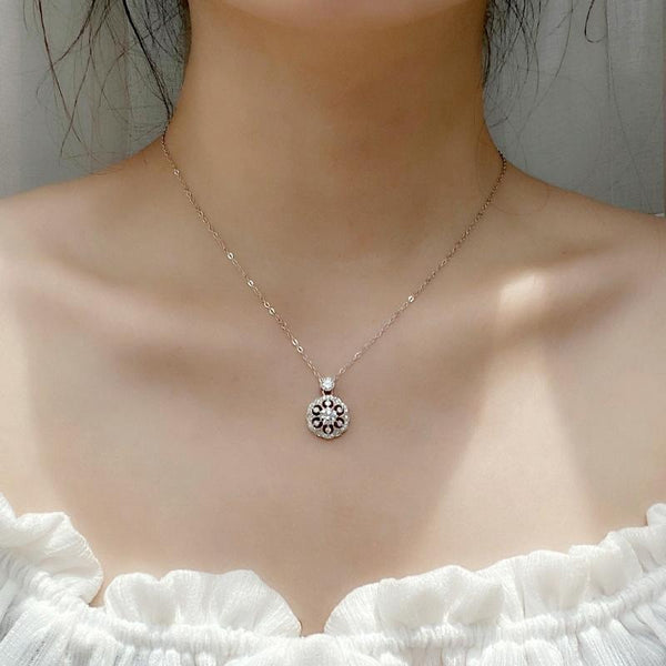 XMA008 Cherry Necklace 925 Silver Mosan Diamond Collarbone Pendant(White)