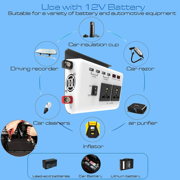 DC 12V To AC 220V Car Inverter Dual Socket 4USB