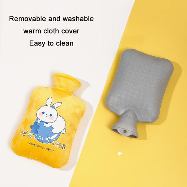 Cartoon Velvet Cover Thickened Explosion-Proof PVC Water-Filled Hot Water Bag, Color: 2000ML Light Green