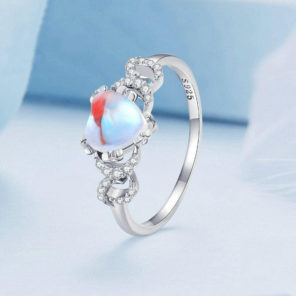 BSR369 Sterling Silver S925 Heart Moonstone Ring(No.8)
