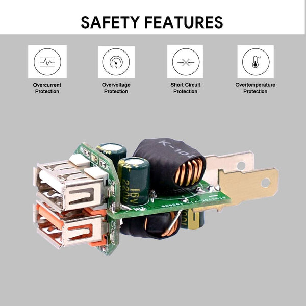 Universal Car QC3.0 Dual Port USB Charger Power Outlet Adapter 5V 2.4A IP66 with 60cm Cable(White Light)