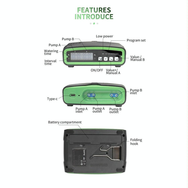FT-C68 Dual Pump Smart Automatic Watering Device Potted Watering Garden Balcony Drip Irrigation Spraying System(Green)