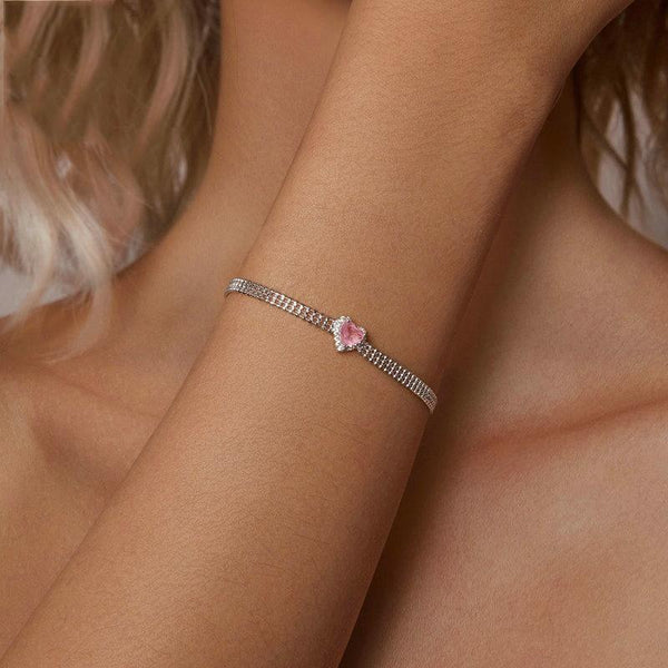 S925 Sterling Silver Plated White Gold Zirconia Ice Flower Love Bracelet(BSB167)