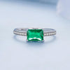 BSR461-6 S925 Sterling Silver White Gold Plated Light Luxury Green Diamond Ring Hand Decoration