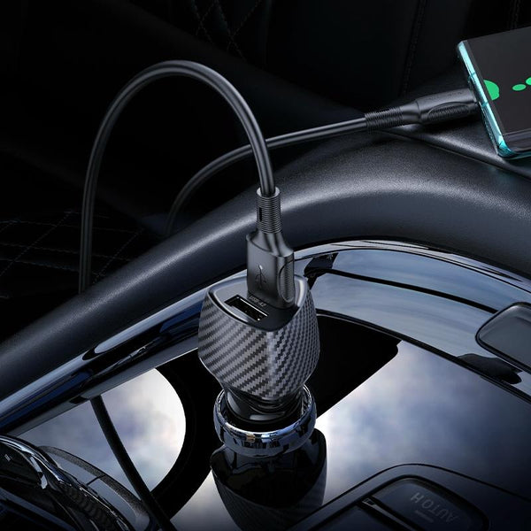 BOROFONE BZ31A Solid Dual-port USB Car Charger(Black)