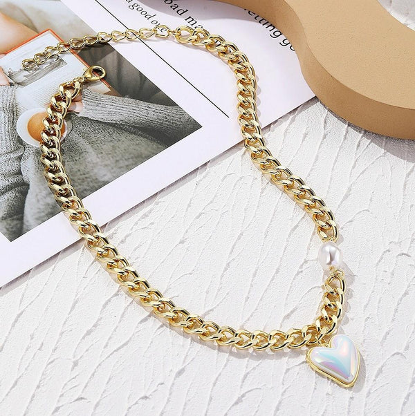 N2210-8 Thick Chain Love Ladies Temperament Necklace Collarbone Chain