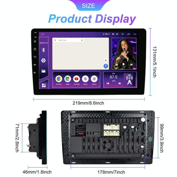Universal 9 Inch 8 Core CarPlay Android Navigation Car Center Control All-In-One Monitor, Memory: 4+64G(Standard+AHD Camera)