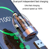 120W Vehicle Mini Invisible Dual-Port Charger Car Cigarette Lighter