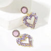 E2109-12 Purple Diamond Love Silver Needle Earrings Simple Earrings