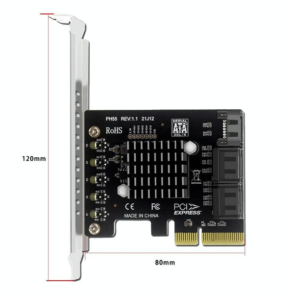 PCI-E To 5 SATA 3.0 Expansion Card(Full High Baffle)