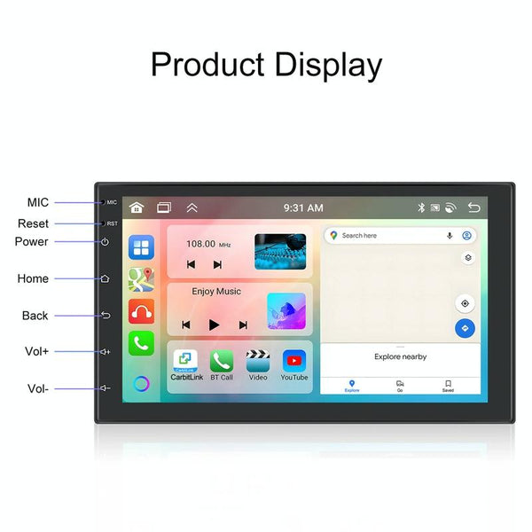 7inch Android 13.0 Dual Butt Universal Wireless Carplay Car Navigation Center Control All-In-One Monitor(Standard)
