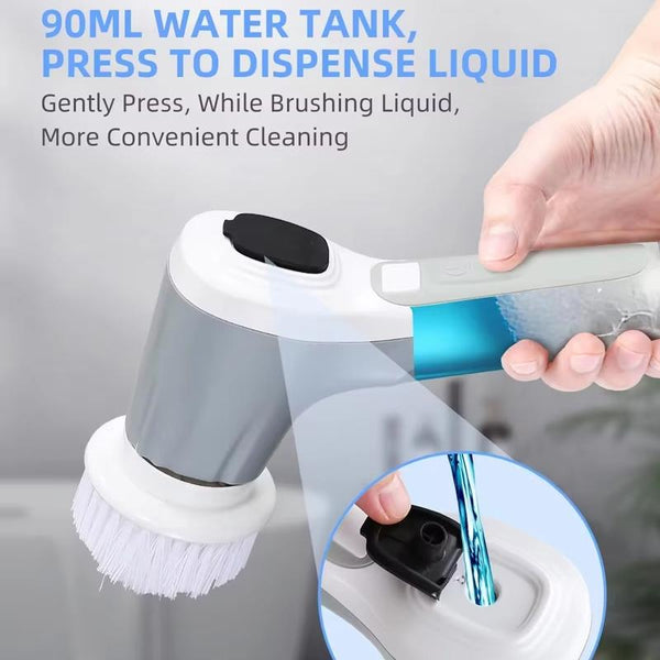 7 In 1 Automatic Water Spray Electric Spin Scrubber 53 Inch Cordless Rechargeable Cleaning Brush