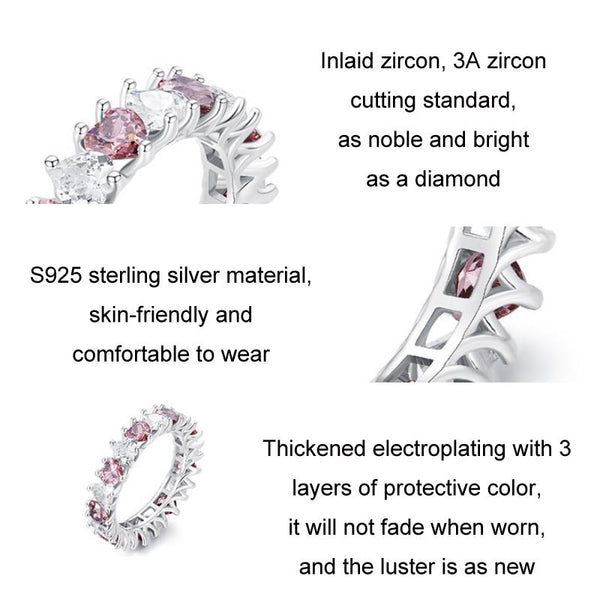 BSR348 Sterling Silver S925 Geometric Brilliant Heart Zircon Ring(No.7)