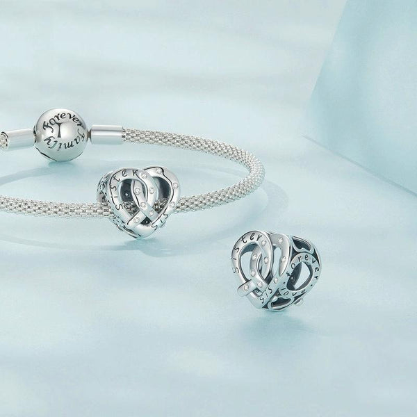 SCC2421 Sterling Silver S925 Hollow Heart Lettering Sister Bracelet Beaded