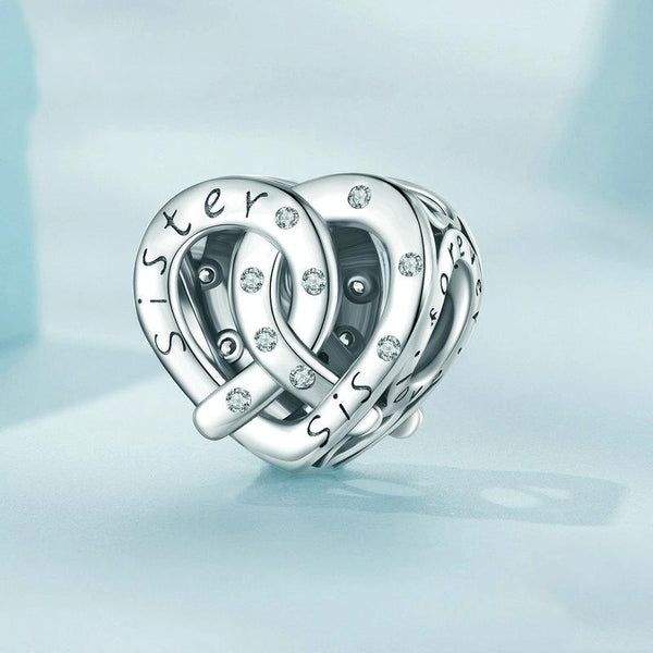 SCC2421 Sterling Silver S925 Hollow Heart Lettering Sister Bracelet Beaded