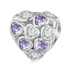 SCC2451 Sterling Silver S925 Heart Zirconia Infinity Symbol White Gold Plated Bracelet Beads