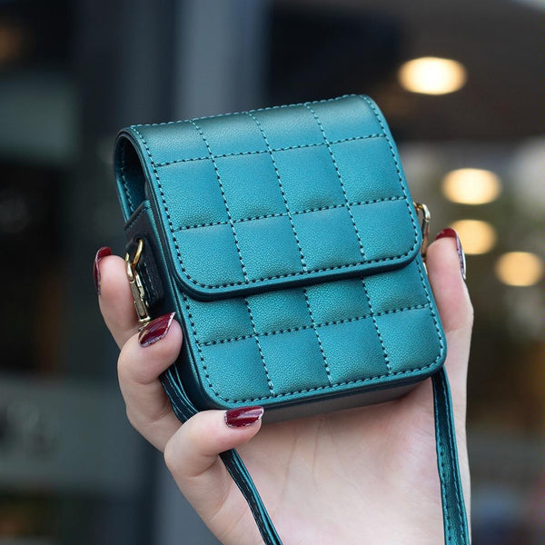 For Samsung Galaxy Z Flip6 BFB04 Plaid Crossbody Fold Phone Bag(Green)
