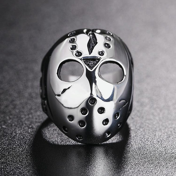 Europe and America Style Punk Gothic Rock Mask Skull Men Titanium Steel Ring, US Size: 9, Diameter: 19mm, Perimeter: 59.8mm