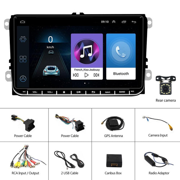 A3041 For Volkswagen 2+64G 9-inch Central Control Large Screen With Carplay Car Android10.0 Navigator Player, Style:Standard+12Lights Camera