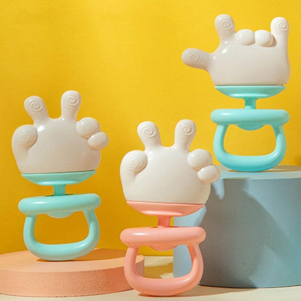 Baby Rattle Teether Soothing Teething Stick Anti-Eating Silicone Toy, Color: Yeah Gesture Cyan