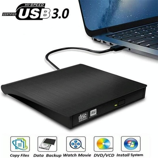 663 High Speed CD DVD Burner USB3.0 Computer Laptop External Optical Drive Burner(Black)
