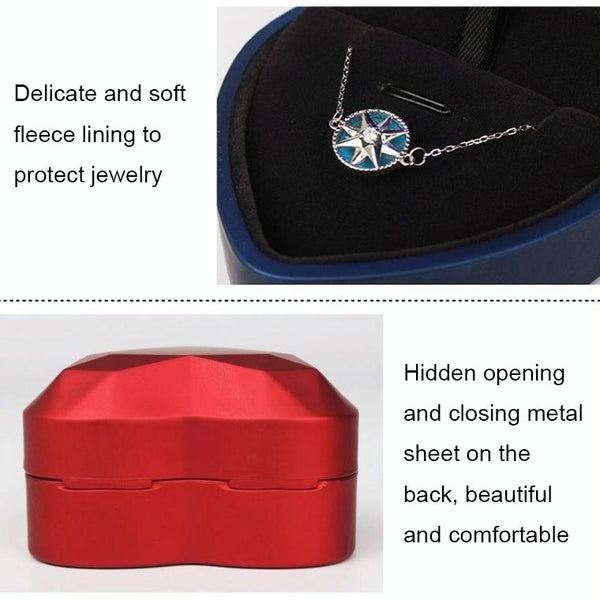 017015-20 Heart-shaped LED Light Ring Necklace Storage Box without Jewelry, Spec: Ring(Red)
