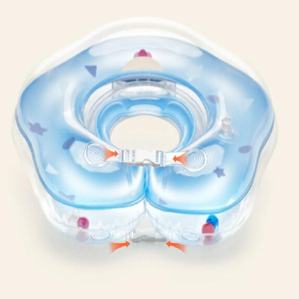 Cute Cartoon Chick Pattern Transparent PVC Adjustable Inflatable Baby Swimming Float Ring Neck Ring(Blue Large)