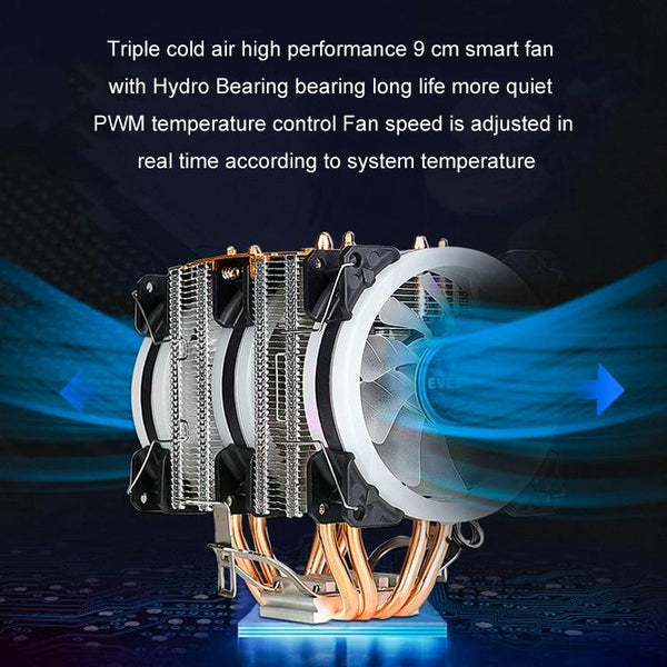 EVESKY 600 Desktop Computer 4 Copper Tube Mute CPU Cooling Fan, Color: Color Single Fan