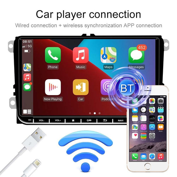 A3041 For Volkswagen 2+64G 9-inch Central Control Large Screen With Carplay Car Android10.0 Navigator Player, Style:Standard+12Lights Camera