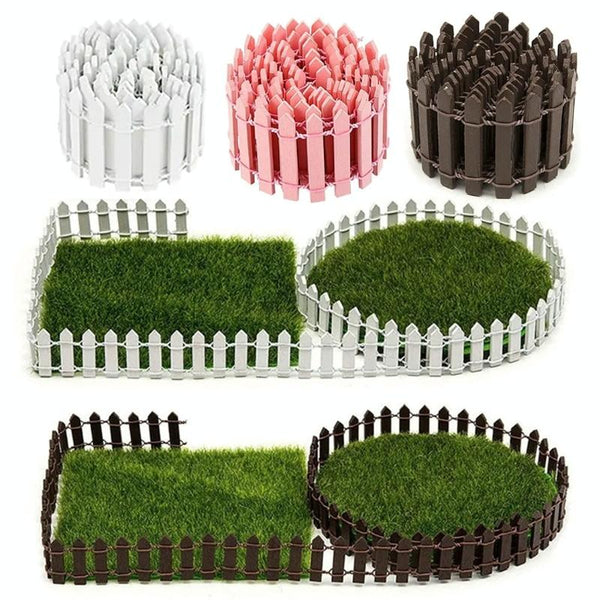 90cm Miniature Wooden Fence DIY Fairy Garden Mini Landscape Ornament(Coffee)