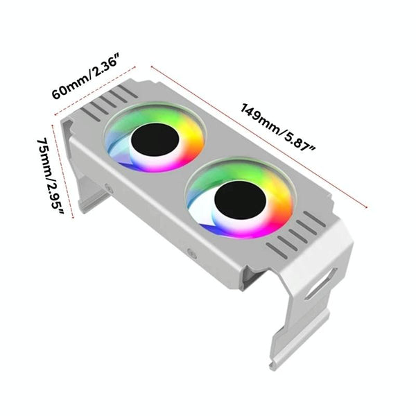 Desktop ARGB Memory Cooler PWM Temperature Control Dual Fan, For DDR / DDR2 / DDR3 / DDR4 / DDR5(White)