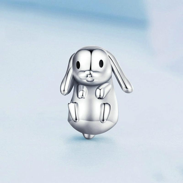 BSC746 Sterling Silver S925 Cute Animal Lop Rabbit Beaded Bracelet