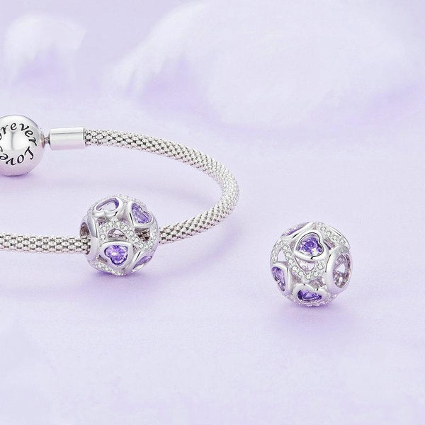 SCC2452 Sterling Silver S925 Love Infinity Heart Zircon Bracelet Beads