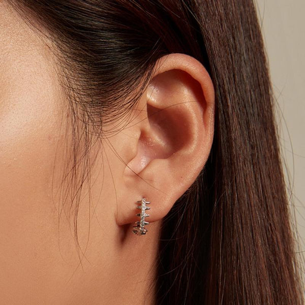 BSE770 Sterling Silver S925 Rivet Plated Platinum Zircon Earrings