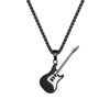 OPK 1989 Personality Stainless Steel Guitar Pendant Titanium Steel Necklace, Color: Black Pendant+0.4x70cm Pearl Chain