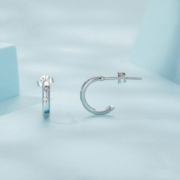 SCE1532 Sterling Silver S925 Platinum-plated Colorful Zirconium Earrings