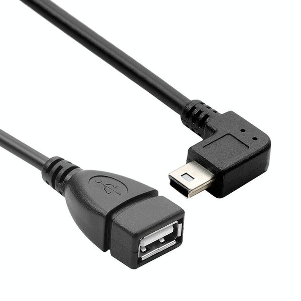 90 Degree Mini USB Male to USB 2.0 AF Adapter Cable with OTG Function, Length: 13cm(Black)