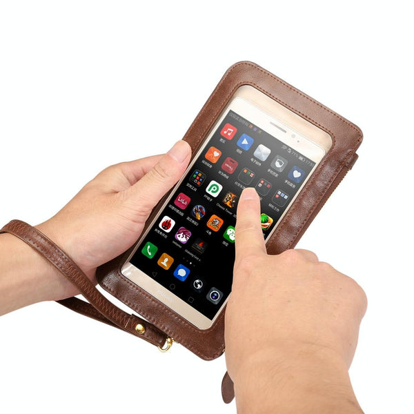 Universal Crazy Horse Texture Touch Screen Wallet Style PU Leather Shoulder Bag for Galaxy Note 8 & Mega 6.3, Huawei Mate 8 / Mate 7, etc. 6.3 inch Below(Coffee)