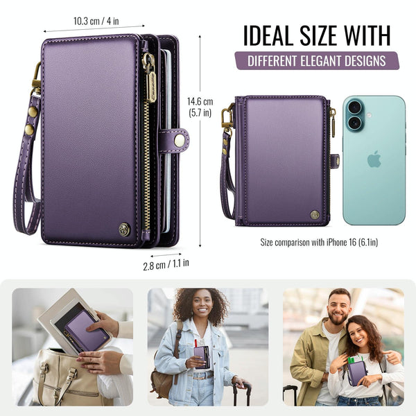 CaseMe-Me60 Multi-functional Anti-theft Swipe Passport Wallet(Purple)
